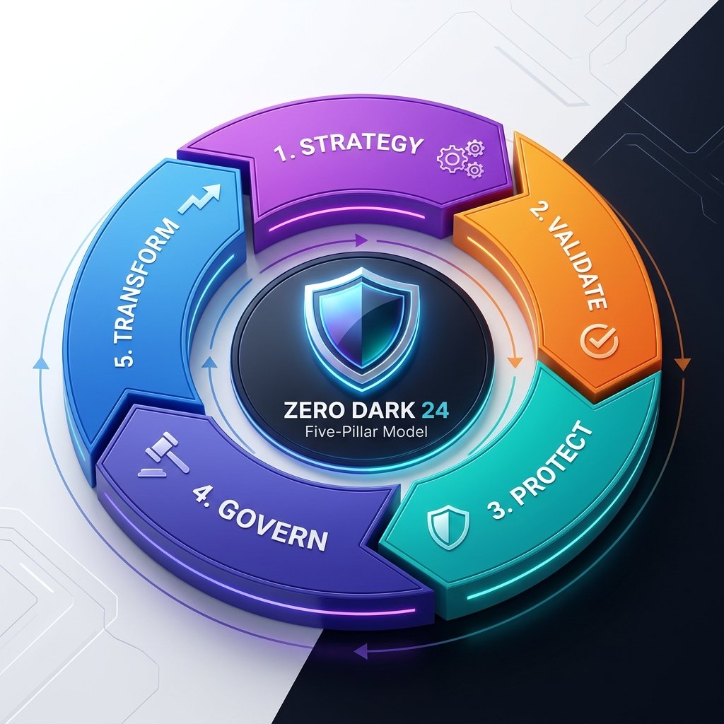 Zero Dark 24 Five-Pillar Model: Strategy, Validate, Protect, Govern, Transform